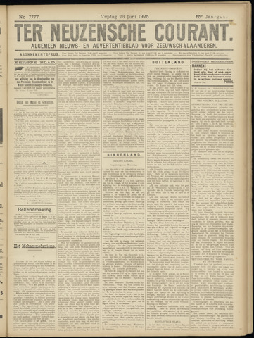 Ter Neuzensche Courant / Neuzensche Courant / (Algemeen) nieuws en advertentieblad voor Zeeuwsch-Vlaanderen 1925-06-26
