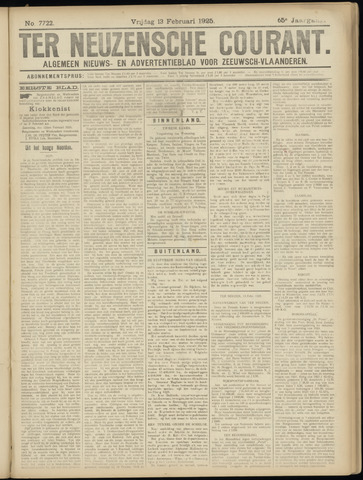 Ter Neuzensche Courant / Neuzensche Courant / (Algemeen) nieuws en advertentieblad voor Zeeuwsch-Vlaanderen 1925-02-13