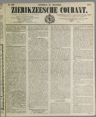Zierikzeesche Courant 1870-12-24