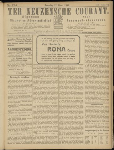 Ter Neuzensche Courant / Neuzensche Courant / (Algemeen) nieuws en advertentieblad voor Zeeuwsch-Vlaanderen 1913-03-22