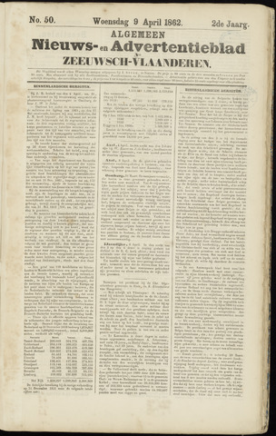Ter Neuzensche Courant. Algemeen Nieuws- en Advertentieblad voor Zeeuwsch-Vlaanderen / Neuzensche Courant ... (idem) / (Algemeen) nieuws en advertentieblad voor Zeeuwsch-Vlaanderen 1862-04-09