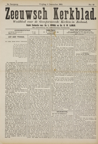 Zeeuwsche kerkbode, weekblad gewijd aan de belangen der gereformeerde kerken/ Zeeuwsch kerkblad 1911-12-08