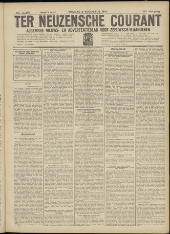 Ter Neuzensche Courant / Neuzensche Courant / (Algemeen) nieuws en advertentieblad voor Zeeuwsch-Vlaanderen 1941-08-08