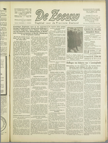 De Zeeuw. Christelijk-historisch nieuwsblad voor Zeeland 1940-04-04