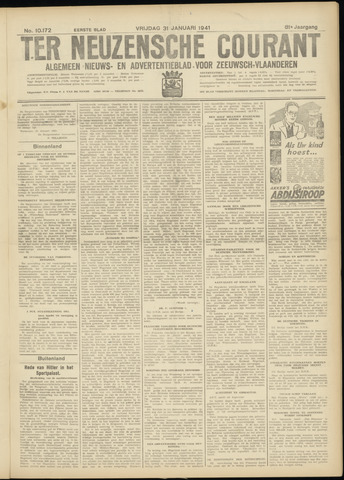 Ter Neuzensche Courant / Neuzensche Courant / (Algemeen) nieuws en advertentieblad voor Zeeuwsch-Vlaanderen 1941-01-31