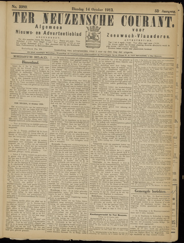 Ter Neuzensche Courant / Neuzensche Courant / (Algemeen) nieuws en advertentieblad voor Zeeuwsch-Vlaanderen 1913-10-14