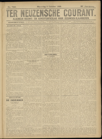 Ter Neuzensche Courant / Neuzensche Courant / (Algemeen) nieuws en advertentieblad voor Zeeuwsch-Vlaanderen 1925-10-05