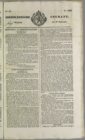 Zierikzeesche Courant 1839-09-17