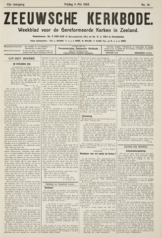 Zeeuwsche kerkbode, weekblad gewijd aan de belangen der gereformeerde kerken/ Zeeuwsch kerkblad 1928-05-04