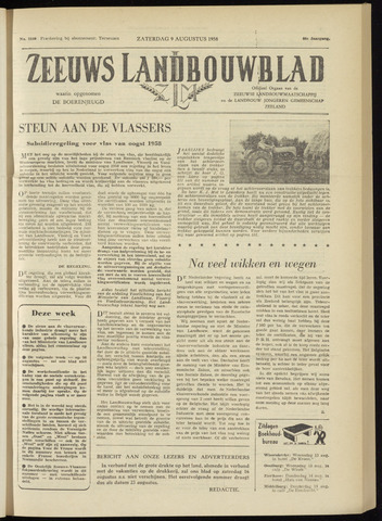 Zeeuwsch landbouwblad ... ZLM land- en tuinbouwblad 1958-08-09