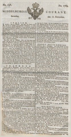 Middelburgsche Courant 1769-11-18