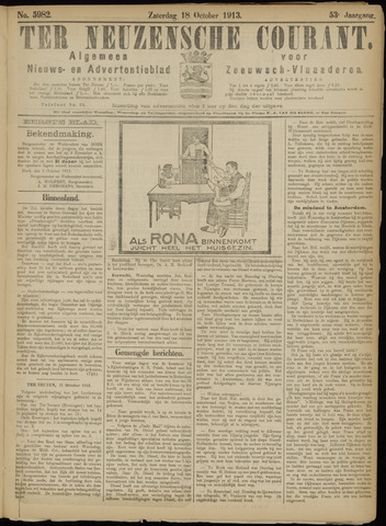 Ter Neuzensche Courant / Neuzensche Courant / (Algemeen) nieuws en advertentieblad voor Zeeuwsch-Vlaanderen 1913-10-18