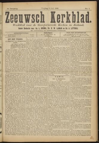 Zeeuwsche kerkbode, weekblad gewijd aan de belangen der gereformeerde kerken/ Zeeuwsch kerkblad 1906-07-06