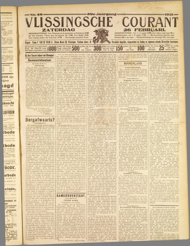 Vlissingse Courant 1921-02-26