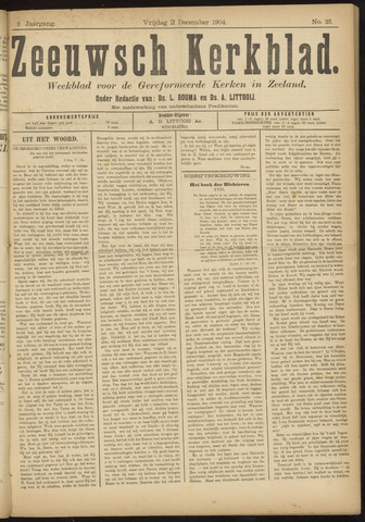 Zeeuwsche kerkbode, weekblad gewijd aan de belangen der gereformeerde kerken/ Zeeuwsch kerkblad 1904-12-02