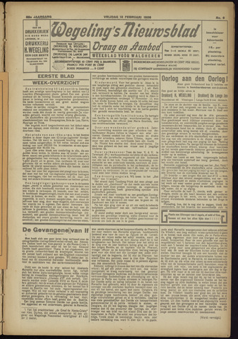 Zeeuwsch Nieuwsblad/Wegeling’s Nieuwsblad 1926-02-12