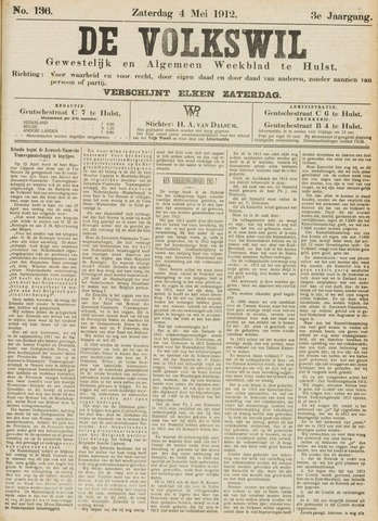 Volkswil/Natuurrecht. Gewestelijk en Algemeen Weekblad te Hulst 1912-05-04