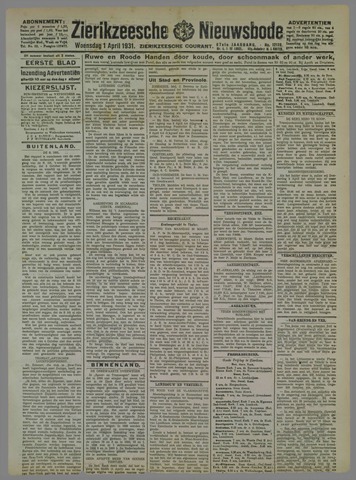 Zierikzeesche Nieuwsbode 1931-04-01