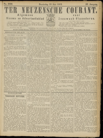 Ter Neuzensche Courant / Neuzensche Courant / (Algemeen) nieuws en advertentieblad voor Zeeuwsch-Vlaanderen 1913-06-19