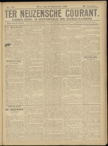 Ter Neuzensche Courant / Neuzensche Courant / (Algemeen) nieuws en advertentieblad voor Zeeuwsch-Vlaanderen 1925-09-16