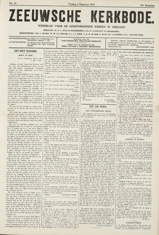Zeeuwsche kerkbode, weekblad gewijd aan de belangen der gereformeerde kerken/ Zeeuwsch kerkblad 1933-08-04