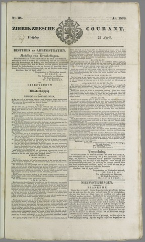 Zierikzeesche Courant 1838-04-27
