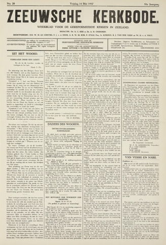 Zeeuwsche kerkbode, weekblad gewijd aan de belangen der gereformeerde kerken/ Zeeuwsch kerkblad 1937-05-14
