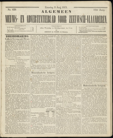 Ter Neuzensche Courant. Algemeen Nieuws- en Advertentieblad voor Zeeuwsch-Vlaanderen / Neuzensche Courant ... (idem) / (Algemeen) nieuws en advertentieblad voor Zeeuwsch-Vlaanderen 1871-06-03