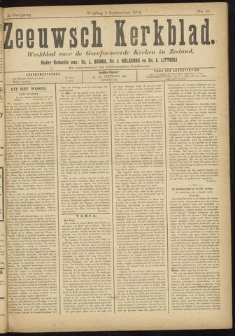 Zeeuwsche kerkbode, weekblad gewijd aan de belangen der gereformeerde kerken/ Zeeuwsch kerkblad 1904-09-02