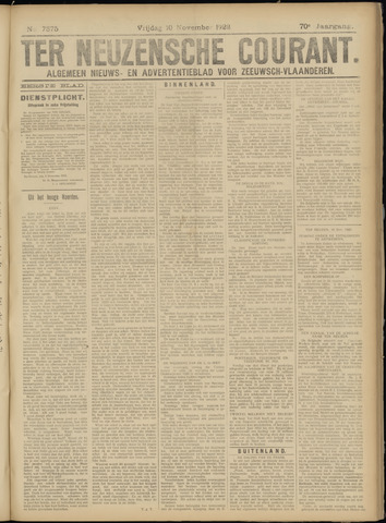 Ter Neuzensche Courant / Neuzensche Courant / (Algemeen) nieuws en advertentieblad voor Zeeuwsch-Vlaanderen 1922-11-10