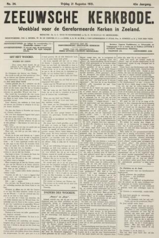 Zeeuwsche kerkbode, weekblad gewijd aan de belangen der gereformeerde kerken/ Zeeuwsch kerkblad 1931-08-21