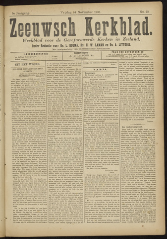 Zeeuwsche kerkbode, weekblad gewijd aan de belangen der gereformeerde kerken/ Zeeuwsch kerkblad 1905-11-24