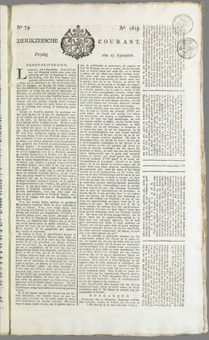 Zierikzeesche Courant 1815-09-15