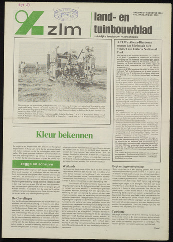 Zeeuwsch landbouwblad ... ZLM land- en tuinbouwblad 1984-08-24