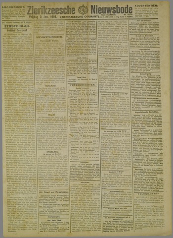Zierikzeesche Nieuwsbode 1919-01-03