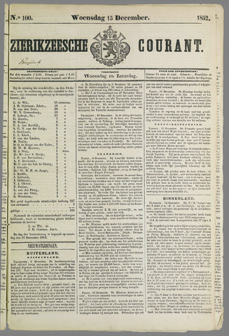 Zierikzeesche Courant 1852-12-15