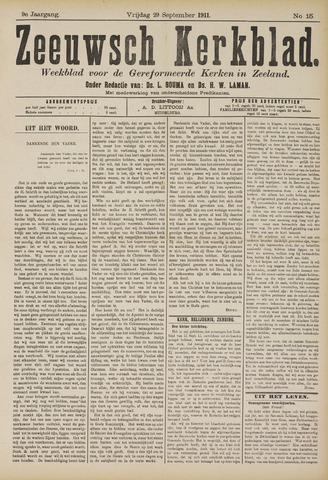 Zeeuwsche kerkbode, weekblad gewijd aan de belangen der gereformeerde kerken/ Zeeuwsch kerkblad 1911-09-29
