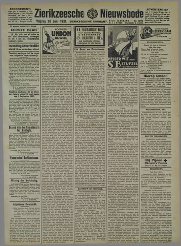 Zierikzeesche Nieuwsbode 1931-06-26