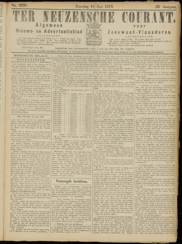 Ter Neuzensche Courant / Neuzensche Courant / (Algemeen) nieuws en advertentieblad voor Zeeuwsch-Vlaanderen 1913-06-14