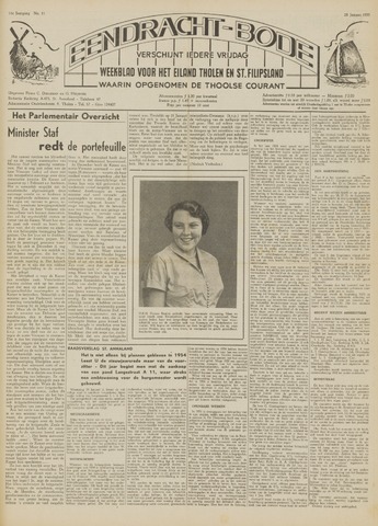 Eendrachtbode /Mededeelingenblad voor het eiland Tholen 1955-01-28