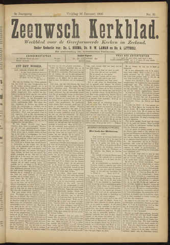Zeeuwsche kerkbode, weekblad gewijd aan de belangen der gereformeerde kerken/ Zeeuwsch kerkblad 1906-01-26