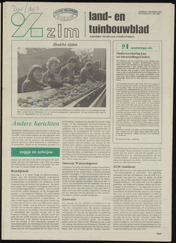 Zeeuwsch landbouwblad ... ZLM land- en tuinbouwblad 1987-10-09