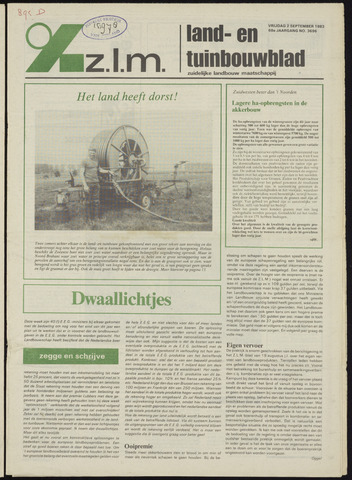 Zeeuwsch landbouwblad ... ZLM land- en tuinbouwblad 1983-09-02