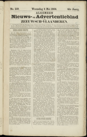 Ter Neuzensche Courant / Neuzensche Courant / (Algemeen) nieuws en advertentieblad voor Zeeuwsch-Vlaanderen 1864-05-04