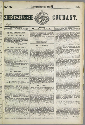Zierikzeesche Courant 1852-06-26
