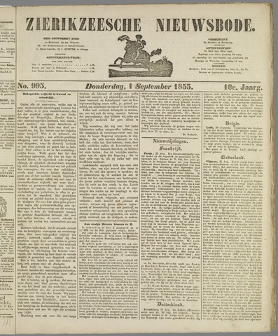 Zierikzeesche Nieuwsbode 1853-09-01