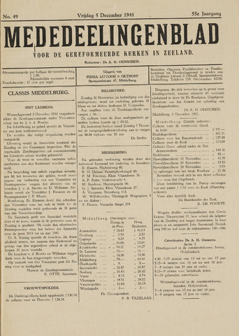 Zeeuwsche kerkbode, weekblad gewijd aan de belangen der gereformeerde kerken/ Zeeuwsch kerkblad 1941-12-05