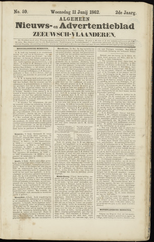 Ter Neuzensche Courant. Algemeen Nieuws- en Advertentieblad voor Zeeuwsch-Vlaanderen / Neuzensche Courant ... (idem) / (Algemeen) nieuws en advertentieblad voor Zeeuwsch-Vlaanderen 1862-06-11