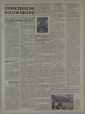 Zierikzeesche Nieuwsbode 1943-02-25