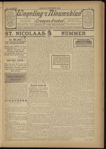 Zeeuwsch Nieuwsblad/Wegeling’s Nieuwsblad 1930-11-21